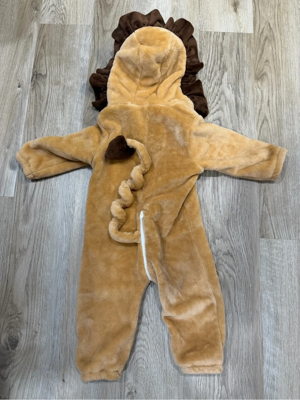 Toddler 3 Lion Plush Hooded One-Piece costume - Brown and White Halloween